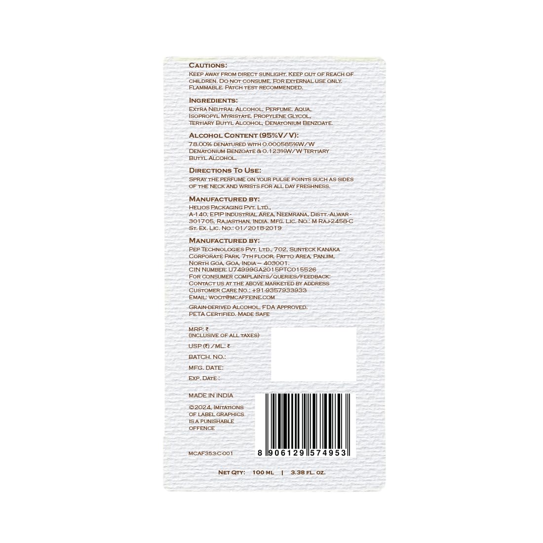 Back label of a skincare product with text and a barcode on a white background