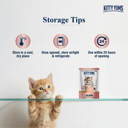 Kitty Yums Kitten Wet Mousse 80g | Salmon | Rich in Protein | Promotes Hydration & Easy to Digest | Grain Free | No Artificial Flavours | Packed with Essential Vitamins & Antioxidants