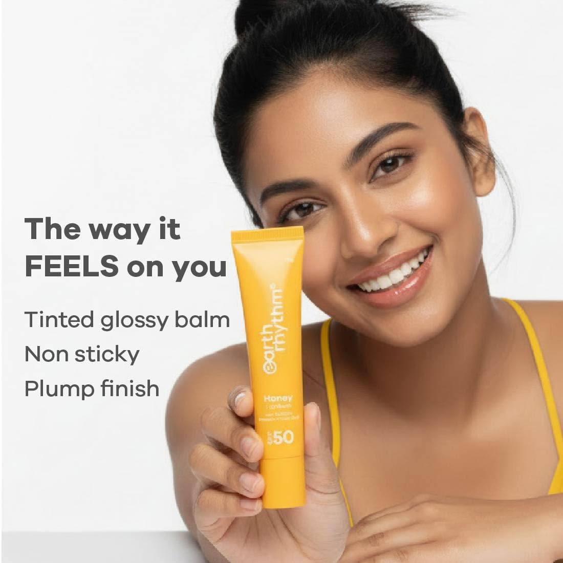 Earth Rhythm Honey Lip Balm SPF 50 Brightens Lips with Propolis, Peptides & Kojic Acid - Mango