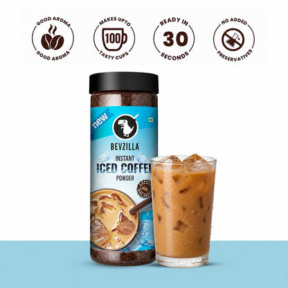 Bevzilla 200 Gram Instant Iced Coffee Powder | Make 100 Cups|Arabica Strong Coffee|Cold Coffee | Unbreakable Jar