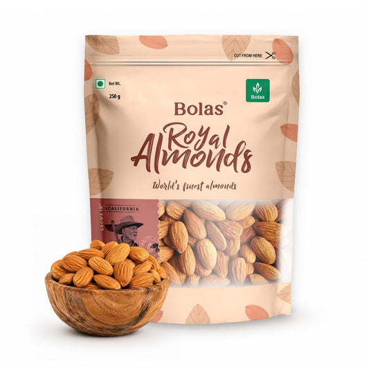 Bolas Royal California Almonds 250g | Badam Giri | High in Fiber | Rich in Protein, Magnesium & Phosphorus | Crunchy Nuts & Dry Fruits