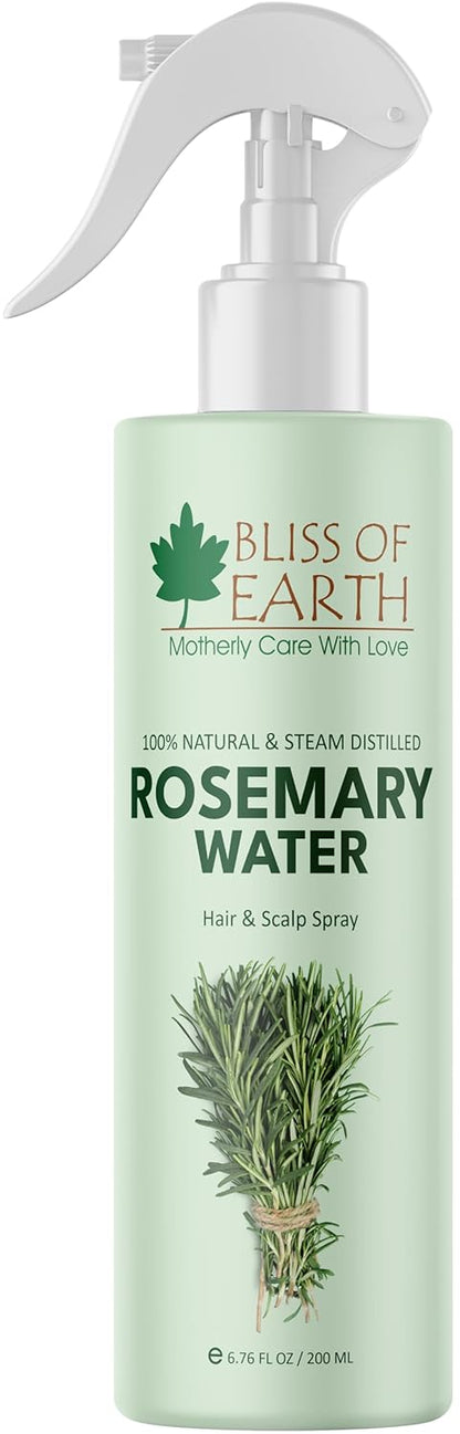 Bliss of Earth Rosemary Water Spray For Hair Growth 200ml, 100% Natural Steam Distilled Rosemary Water For Hair & Skin, Helps Reduce Hair fall, Strengthens Hair.