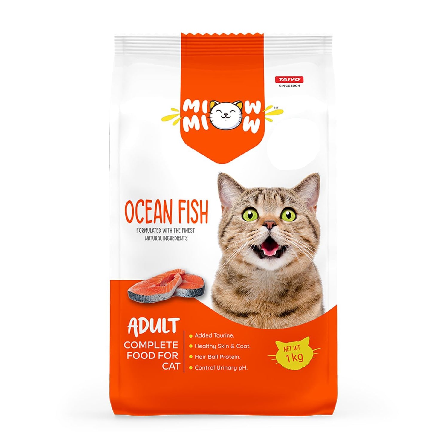 TAIYO Miow Miow Adult Cat Food, Ocean Fish Flavour, 1Kg | Dry Cat Food, Complete and Balanced Diet, Formulated with Finest Natural Ingredients, Vitamins and Minerals