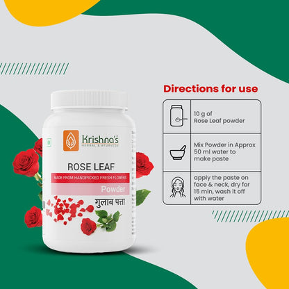 Krishna's Rose Leaf Powder 100 g | Skin Glow | Tan Removal | Hair Mask | Shiny Skin