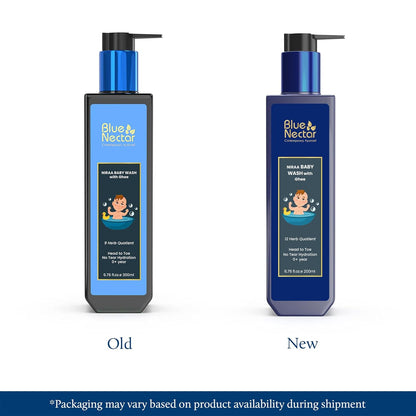 Blue Nectar Baby Wash for Bath with Organic Ghee | Gentle Cleanser Body Wash for Kids | Top to Toe Wash for Baby with Natural Moisturizer (200 ml, 9 Herbs)