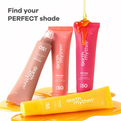 Earth Rhythm Honey Lip Balm SPF 50 Brightens Lips with Propolis, Peptides & Kojic Acid - Hazelnut
