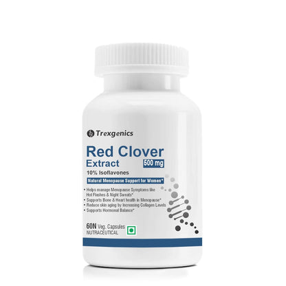Bottle of Trexigenics Red Clover Extract on a white background