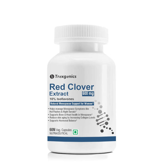 Bottle of Trexigenics Red Clover Extract on a white background