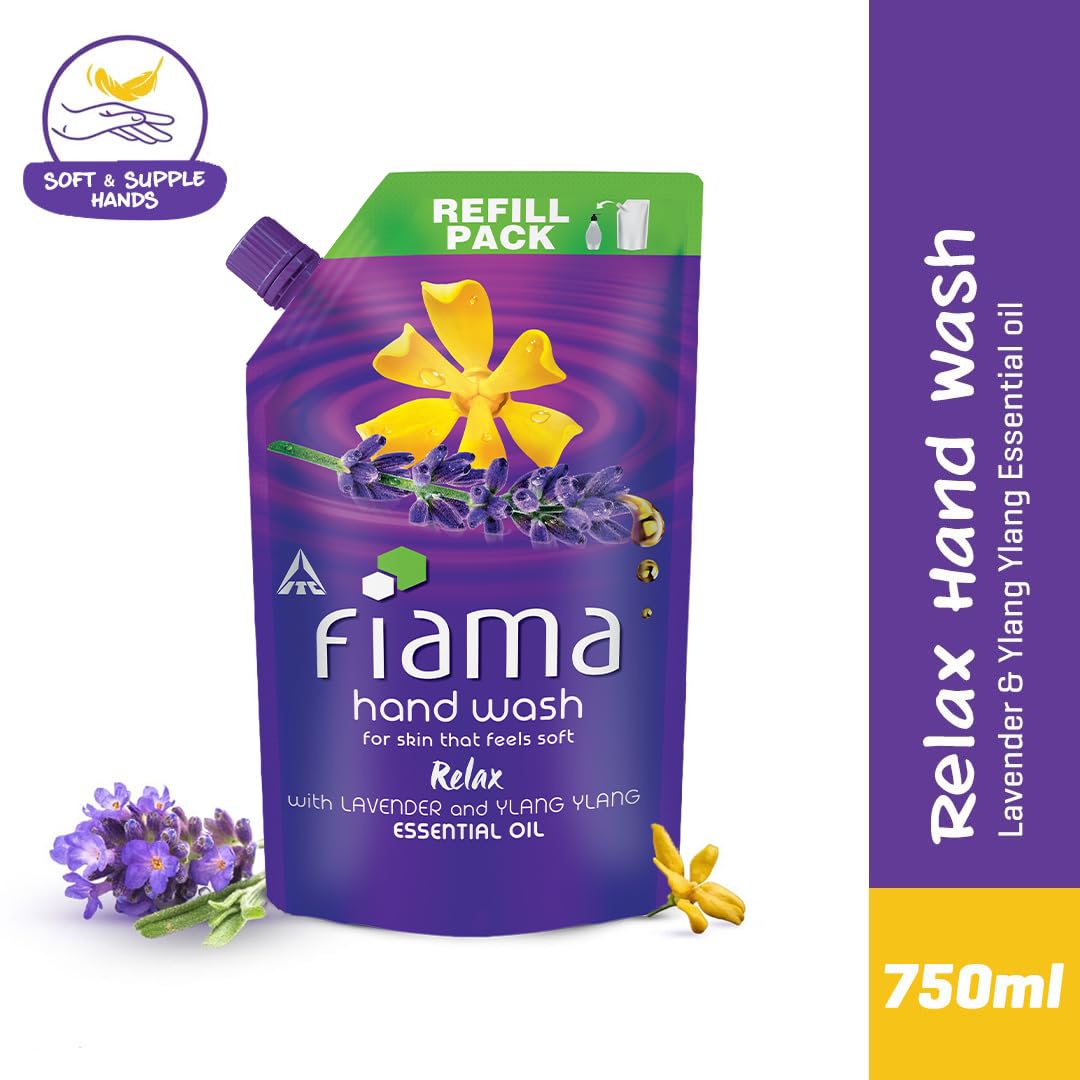 Fiama Relax Hand Wash, 750 ml Refill Pack, Value Pouch, Lavender Oil & Ylang Extracts Handwash, for Soft & Supple Hands