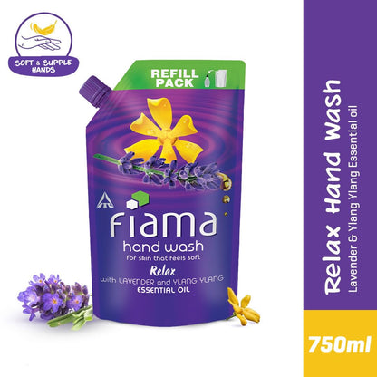 Fiama Relax Hand Wash, 750 ml Refill Pack, Value Pouch, Lavender Oil & Ylang Extracts Handwash, for Soft & Supple Hands