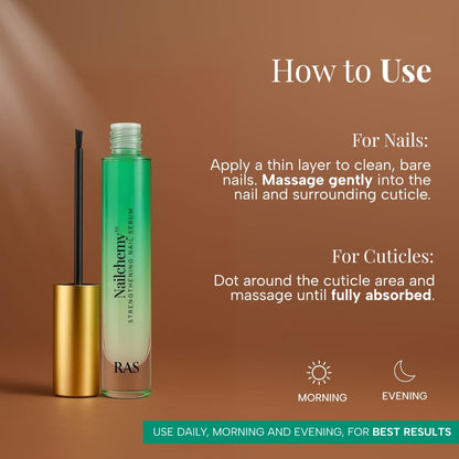 RAS Luxury Oils Nailchemy Nail Strengthening Serum | Nail Growth & Repair Serum for Healthy, Long Nails | Keratin & Collagen Formula for Brittle & Damaged Nails | Nail Growth & Strengthener