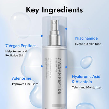 MIZON 7 Vegan Peptide Booster Serum Korean Anti-Aging Face Serum with Niacinamide & Hyaluronic Acid Hydrating Firming & Smoothing Skincare for Fine Lines & Skin Repair – 150 ml