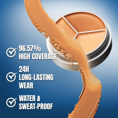 TFIT Multi-Use Pot Concealer - Triple Palette | High-Pigmented, Full Coverage & Crease-Proof | Korean Concealer for Dark Circles, Redness & Blemishes, 03 COOL, 15g