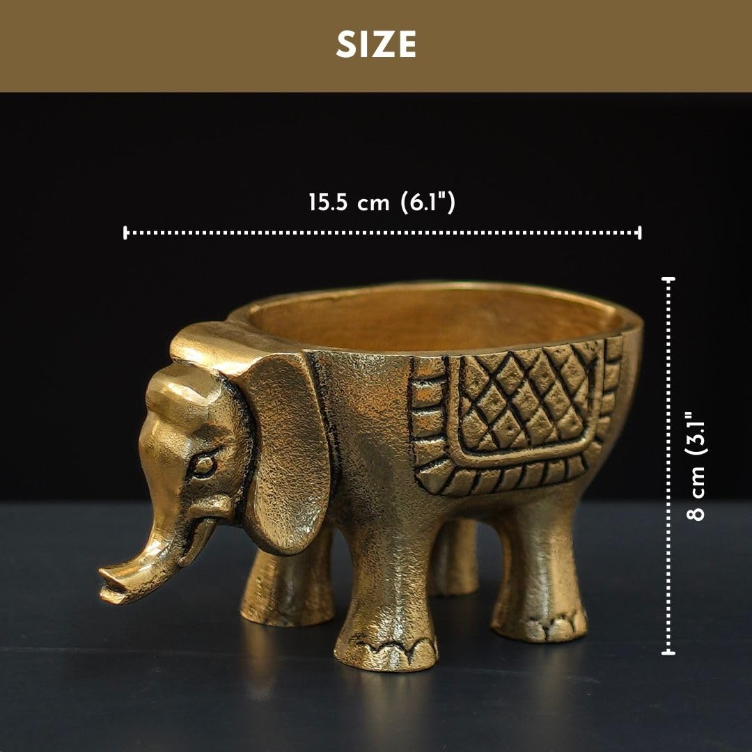 BEHOMA Metal Elephant for Good Luck, Golden - Set of 2