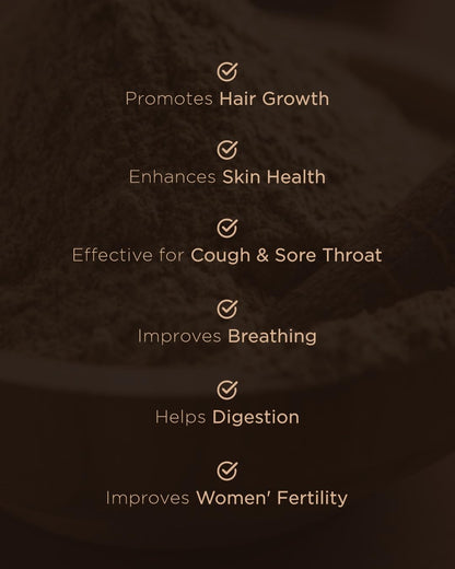 List of health benefits on a dark background