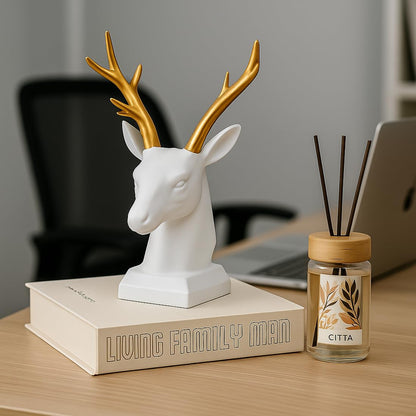 Ceramic White Deer Statue for Home Decor - Aesthetic Showpiece - Decorative Sculpture for Home Decor & Office Decor - 16x8x8 CM