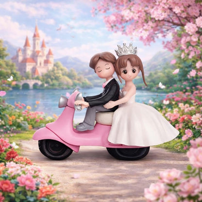 Bride & Groom Scooter Couple Showpiece | Wedding Couple Figurine for Home Décor | Romantic Gift for Marriage, Anniversary & Valentine’s Day