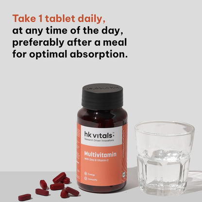 Hk vitals Multivitamin For Men and Women (30 Tablets) | With Zinc, Vitamin C, Vitamin D3, Multiminerals & Ginseng Extract