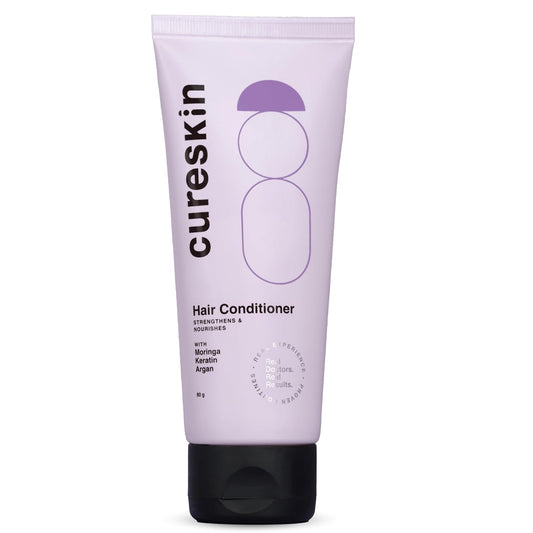 Cureskin Keratin Smooth Conditioner With Moringa, Keratin And Argan | Strenghtens And Nourishes For Damaged Hair, 80 Gram (Pack Of 1)