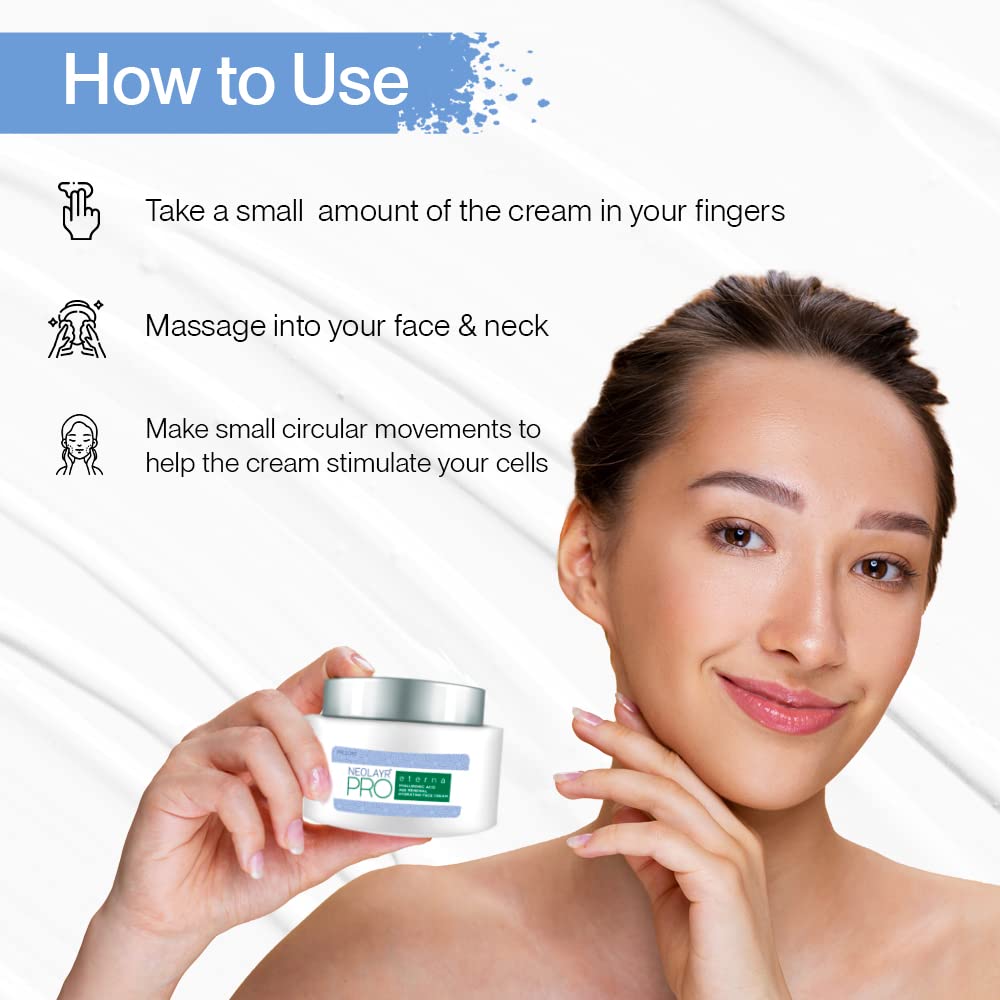 NEOLAYR PRO ETERNA HYALURONIC ACID AGE RENEWAL HYDRATING FACE CREAM | With Hyaluronic Acid, Ceramide Complex | Prevents Premature Signs of Ageing | Lifts & Plumps up the skin | 40 GM