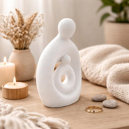 Mother & Baby Statue Showpiece, Resin Mother Child Figurine for Home Decor, Motherhood Sculpture, Housewarming Gift, Anniversary & Shower Gift for Mom-to-Be