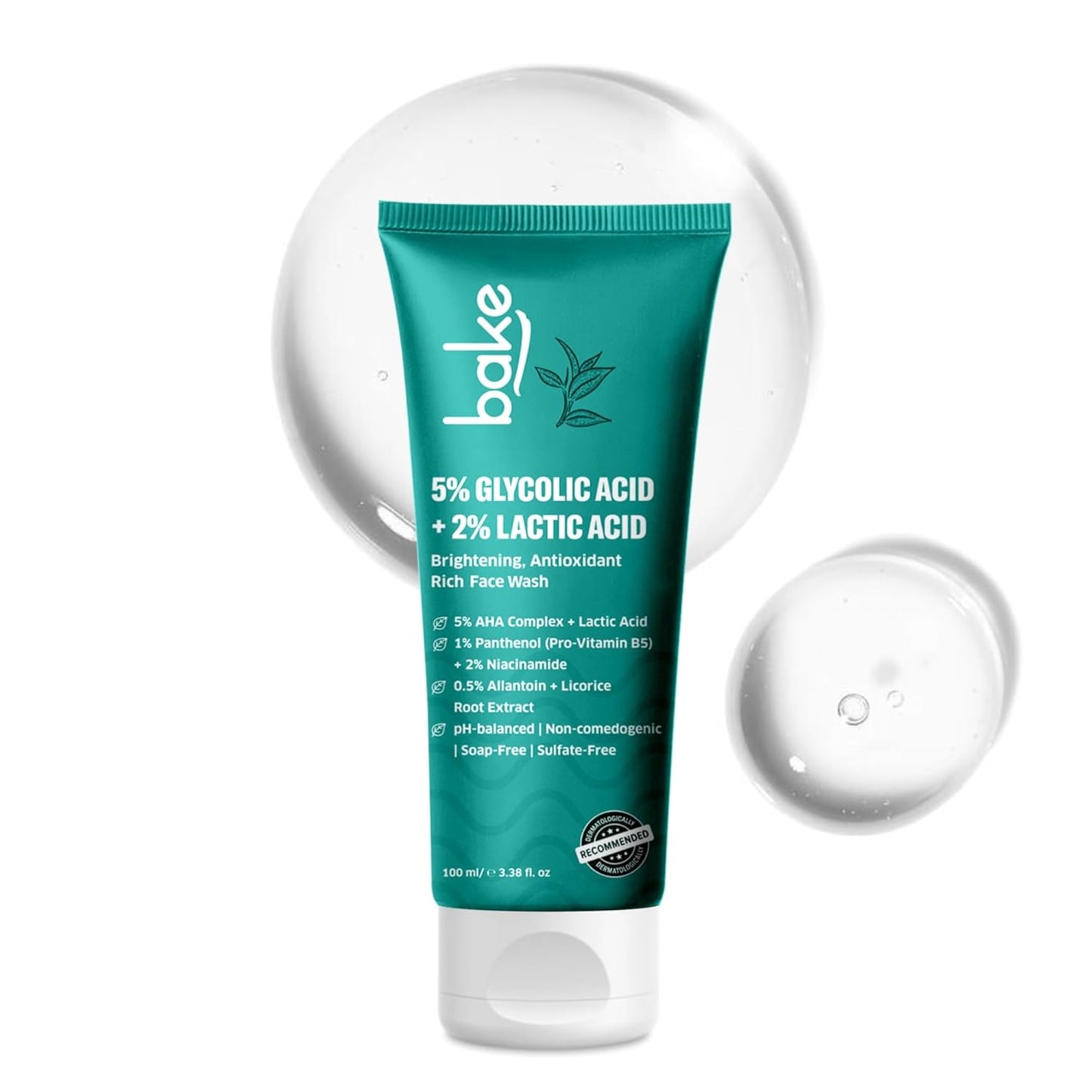 BAKE 5% Glycolic Acid Face Wash for Dark Spots & Pigmentation | For Tan Removal & Dull Skin | Daily Brightening & Glowing Face Wash - 100ml