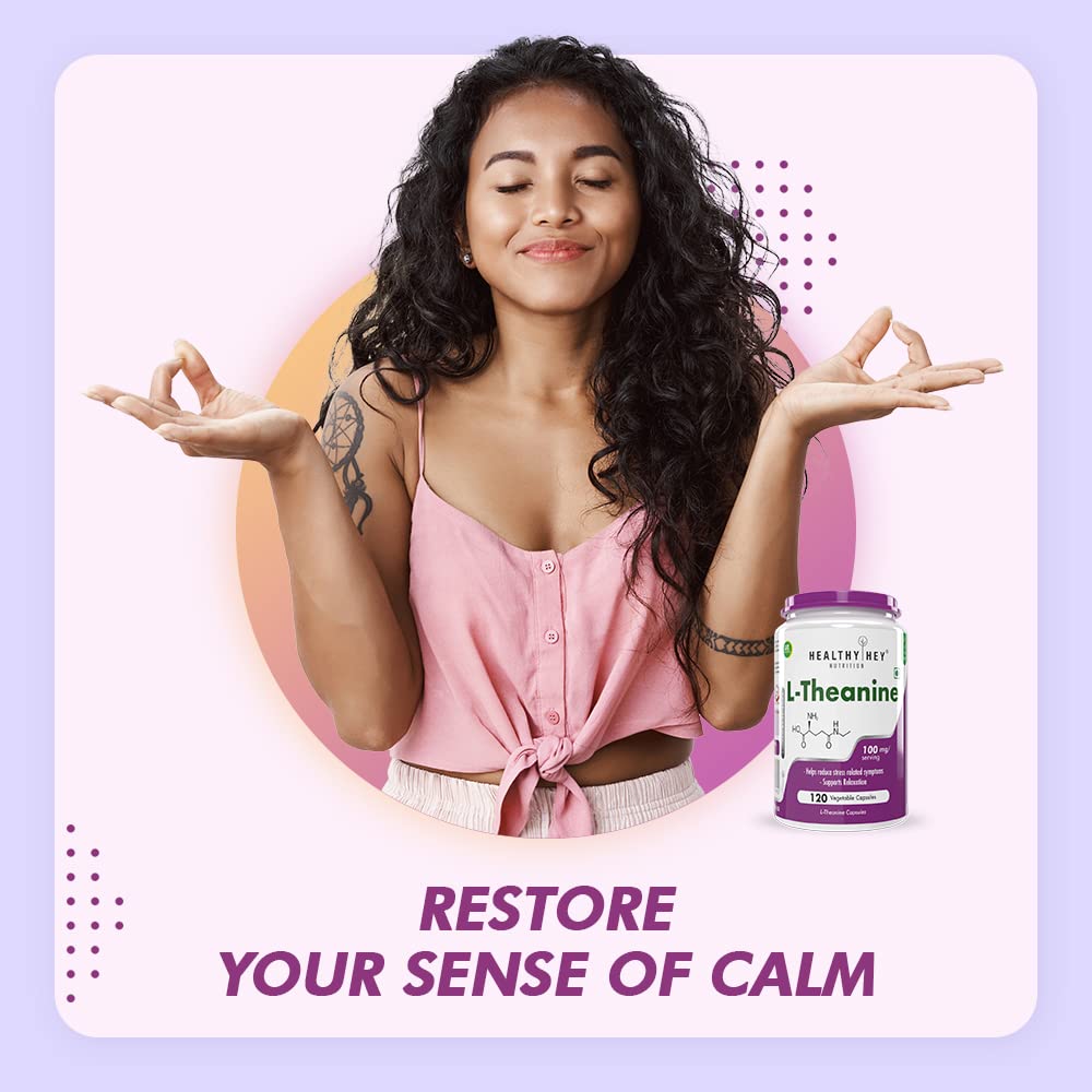 Zephivo HealthyHey Nutrition L-Theanine -Support Relaxation - 90 Vegetarian Capsules
