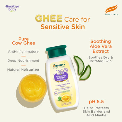 Himalaya Head to Toe Baby Wash with Pure Cow Ghee 400ml | ph 5.5 | Aloe vera | Soap free | Safe for newborns | For baby's sensitive skin from day 1 | No Parabens | No Phthalates | No Sulphates | Pediatrician evaluated