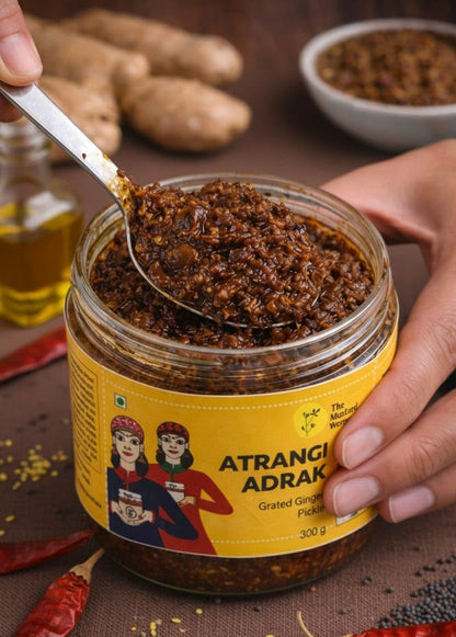 The Mustard Women Atrangi Adrak Pickle 300 g | Himachali Ginger Achar | Homemade Style Traditional Recipe | No Preservatives | Tangy & Mild Spicy Indian Pickle