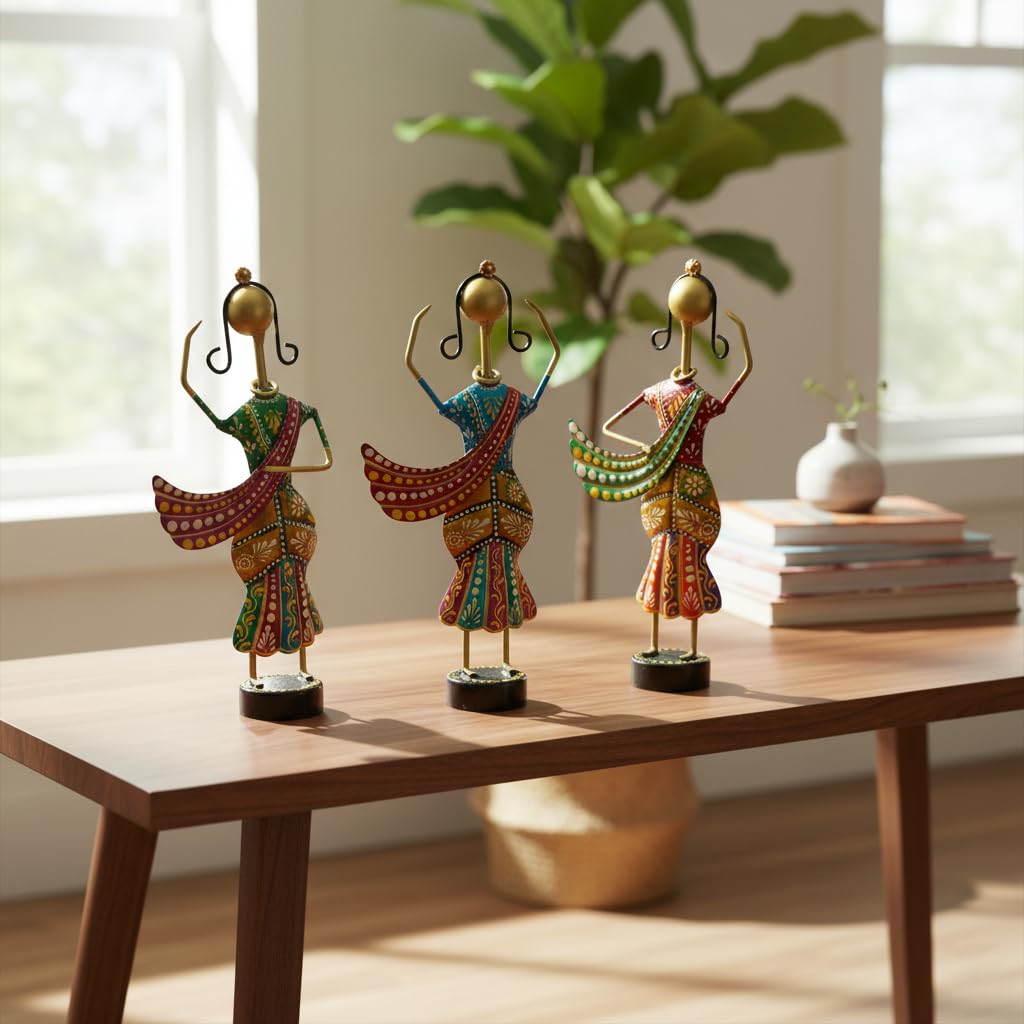 CraftVatika Home Decoration Items for Living Room, Rajasthani Dancing Lady Showpiece, Aesthetic Home Decor for Living Room Tabletop Wedding Anniversary Home House Warming Gifts Bew Home
