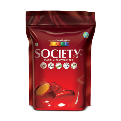 Society Masala Chai — Five-Spice Indian Masala Tea, Real Cardamom Ginger Clove Black Pepper Lemongrass Blended Into Assam CTC, Hasmukhrai & Co. Since 1924 | No Flavouring