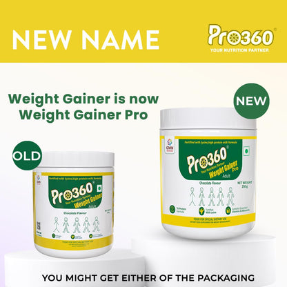 Pro360 WeightGainer Pro High Protein and Carbohydrates Powder – Calorie Rich Complete Nutritional Supplement – Triple Protein Formula with Vital Nutrients for Men, Women – Chocolate Flavour – 250g