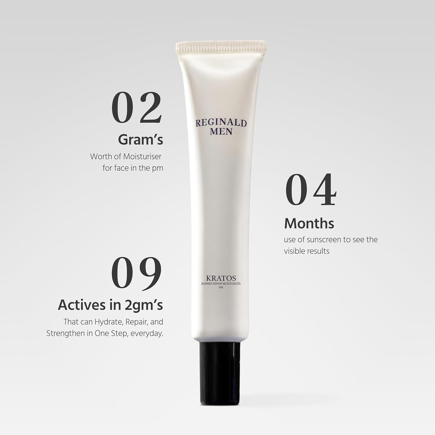 Skincare tube with text on a gray background