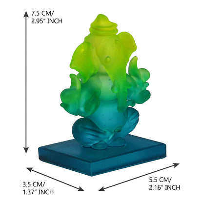 Green and Blue Double Sided Crystal Car Ganesha Showpiece