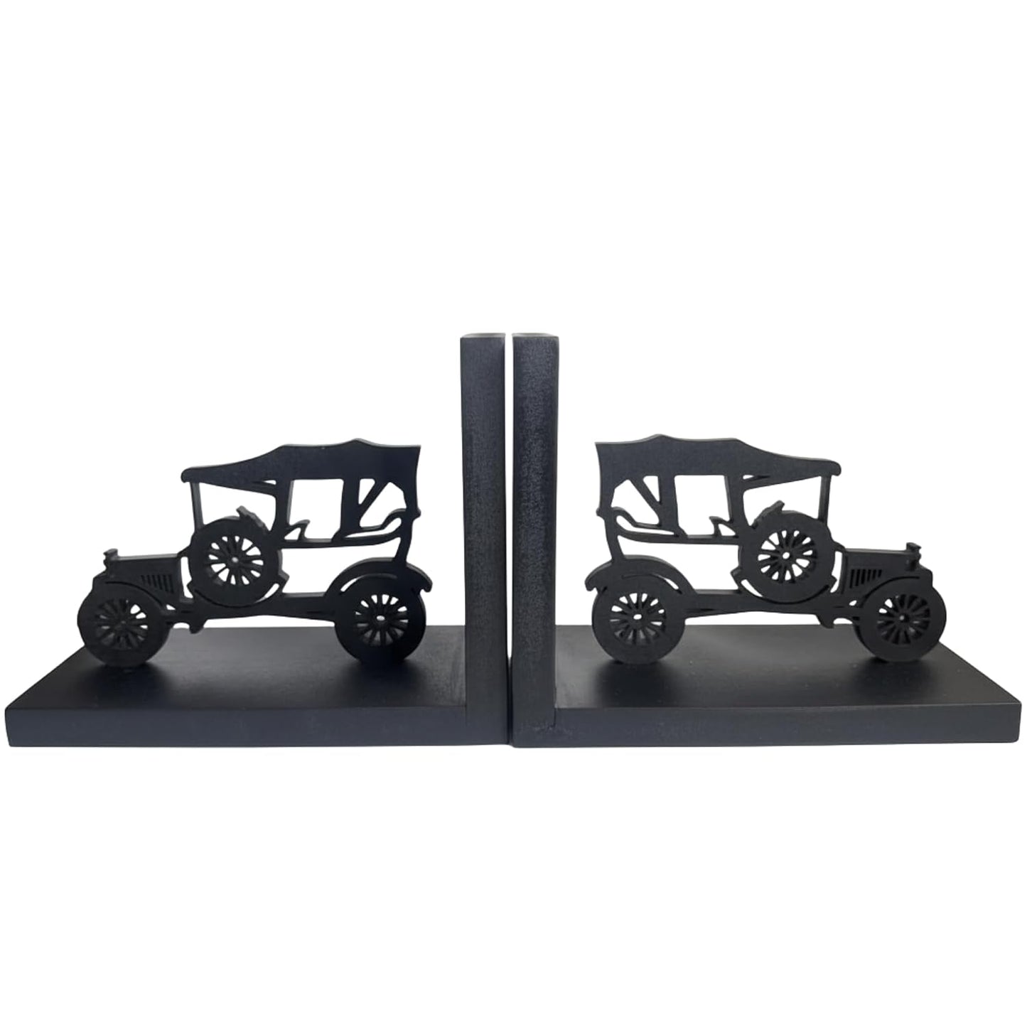 eCraftIndia Wooden Book End with Jeep Showpiece for Home Decor Office Table | Gift for Housewarming Birthday