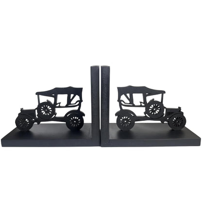 eCraftIndia Wooden Book End with Jeep Showpiece for Home Decor Office Table | Gift for Housewarming Birthday
