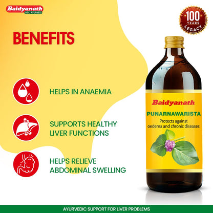 Baidyanath Punarnawarist - 450 ml | Ayurvedic Regenerative Tonic for Liver | Inflammation Care