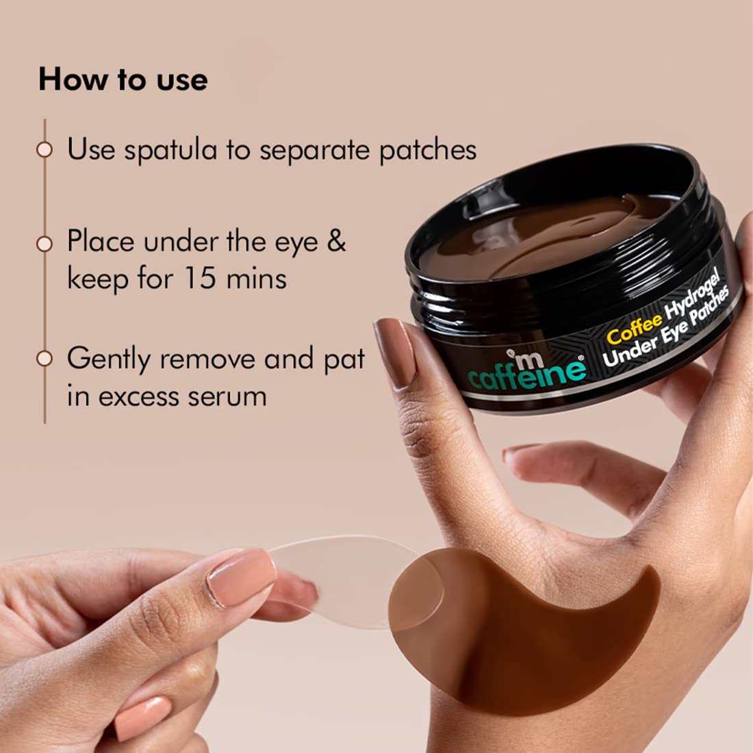 mCaffeine Coffee Hydrogel Under Eye Patches For Dark Circles & Puffiness Reduction |Winter Eye Care Routine | Eye Patch with Caffeine & Hyaluronic Acid | Moisture-Lock Technique For 2X Hydration - 30 Pairs for both Women and Men | 90G