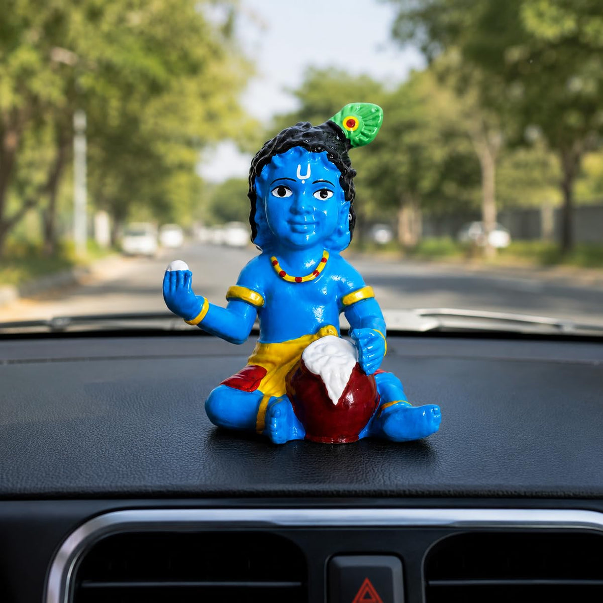 B.R STORE Lord Krishna Sitting with Butter Idol
