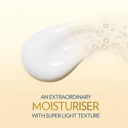 Moisturizer droplet with text on a beige background