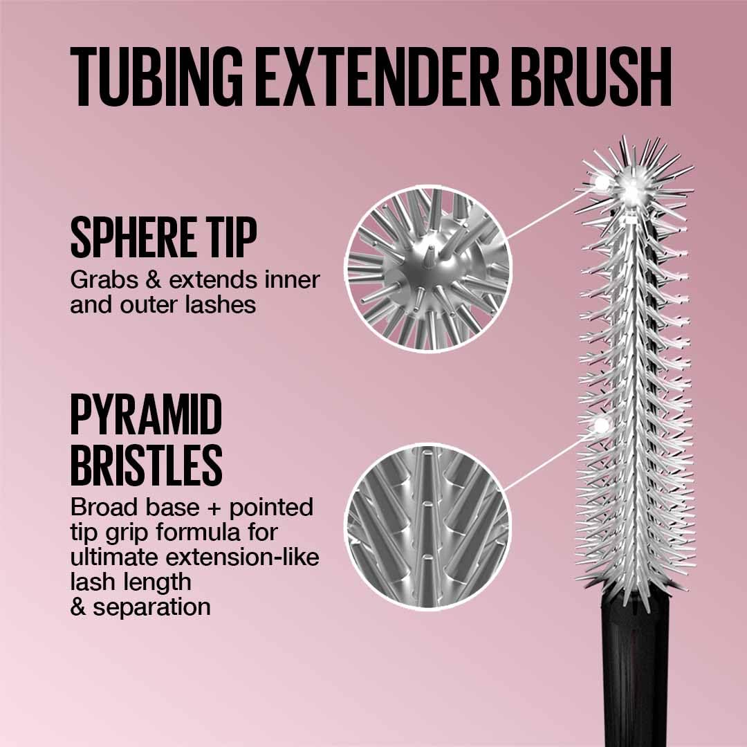 Maybelline Lash Sensational Sky Tubes Tubing Mascara, Very Black | Extension-Like Length, Conditioning with Shea Butter + Castor Oil, 7ml
