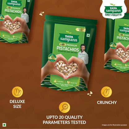 Tata Sampann Pistachios Roasted & Salted, Pista, 200g, Rich In Protein, Phosphorus, & Dietary Fibre, Premium Nuts & Dry Fruits, Crunchy & Delicious Healthy Snack