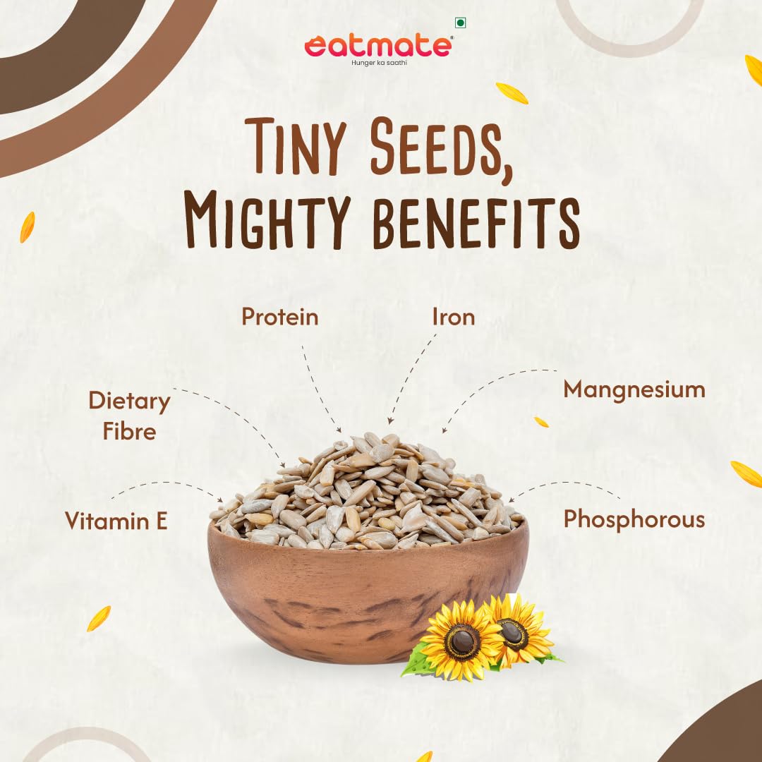 Eatmate Premium Sunflower Seeds 250g | Raw Non-GMO Edible Seeds | High Protein, Fibre & Vitamin E | Healthy Diet Food for Snacking, Salads, Baking, Breakfast & Smoothies