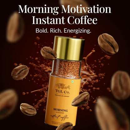 TGL Co. Morning Motivation Instant Coffee Powder (100g) 100% Arabica Coffee Beans | Rich & Aromatic Antioxidant-Rich Boosts Energy & Focus | Perfect for Hot & Cold Coffee
