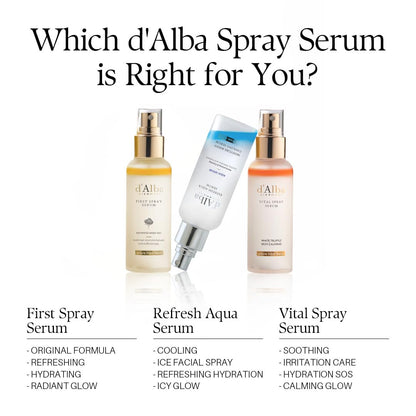 d'alba Piedmont Italian White Truffle Refresh Aqua Serum, Vegan Skin Care, Light-Weight Face Moisturizer, Glow Serum for Radiant Skin, Non Comedogenic, All in One Mist - 100 ml