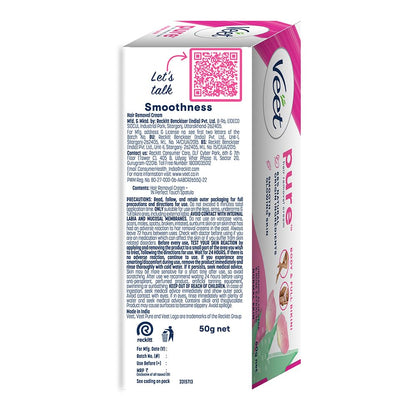 Veet Pure Hair Removal Cream for Women For Normal Skin - 50g | Suitable for Legs, Underarms, Bikini Line, Arms