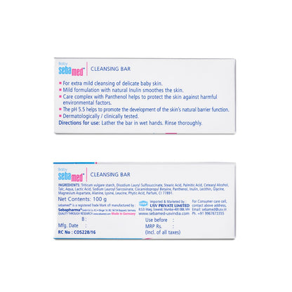 Sebamed Baby Cleansing Bar 150g|Ph 5.5 | With Panthenol|No tears & Soap Free bar| For Delicate skin