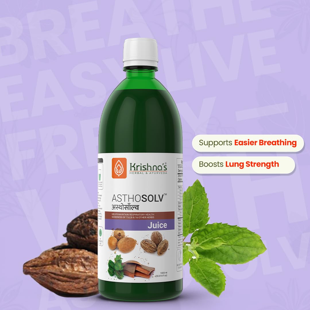 Krishna's Asthosolv Juice - Goodness of Tulsi and 16 other Herbs - Help Maintain Respiratory Health - 1000 ml