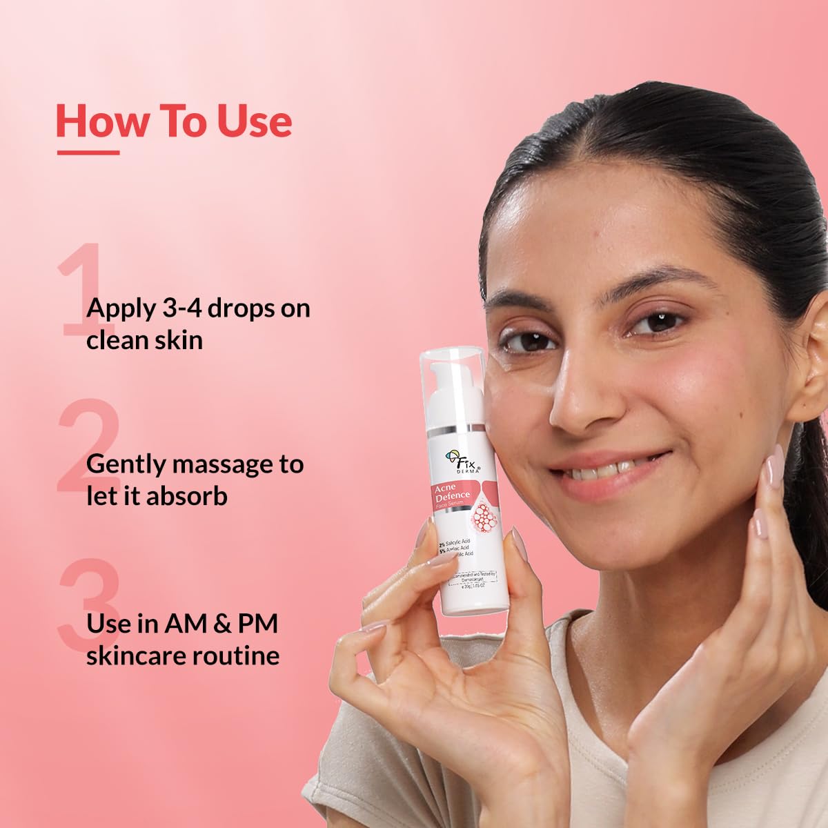 Fixderma 2% Salicylic Acid Serum for Anti Acne & Spot Treatment with 5% Azelaic Acid & 4% Mandelic Acid | Anti Acne Face Serum | Face Serum for Men & Women - 30 gm