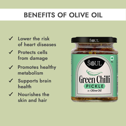 ADF Soul’s Spicy green chillies pickled in 100% Olive Oil with bold, tangy and traditional Indian spices | 265g